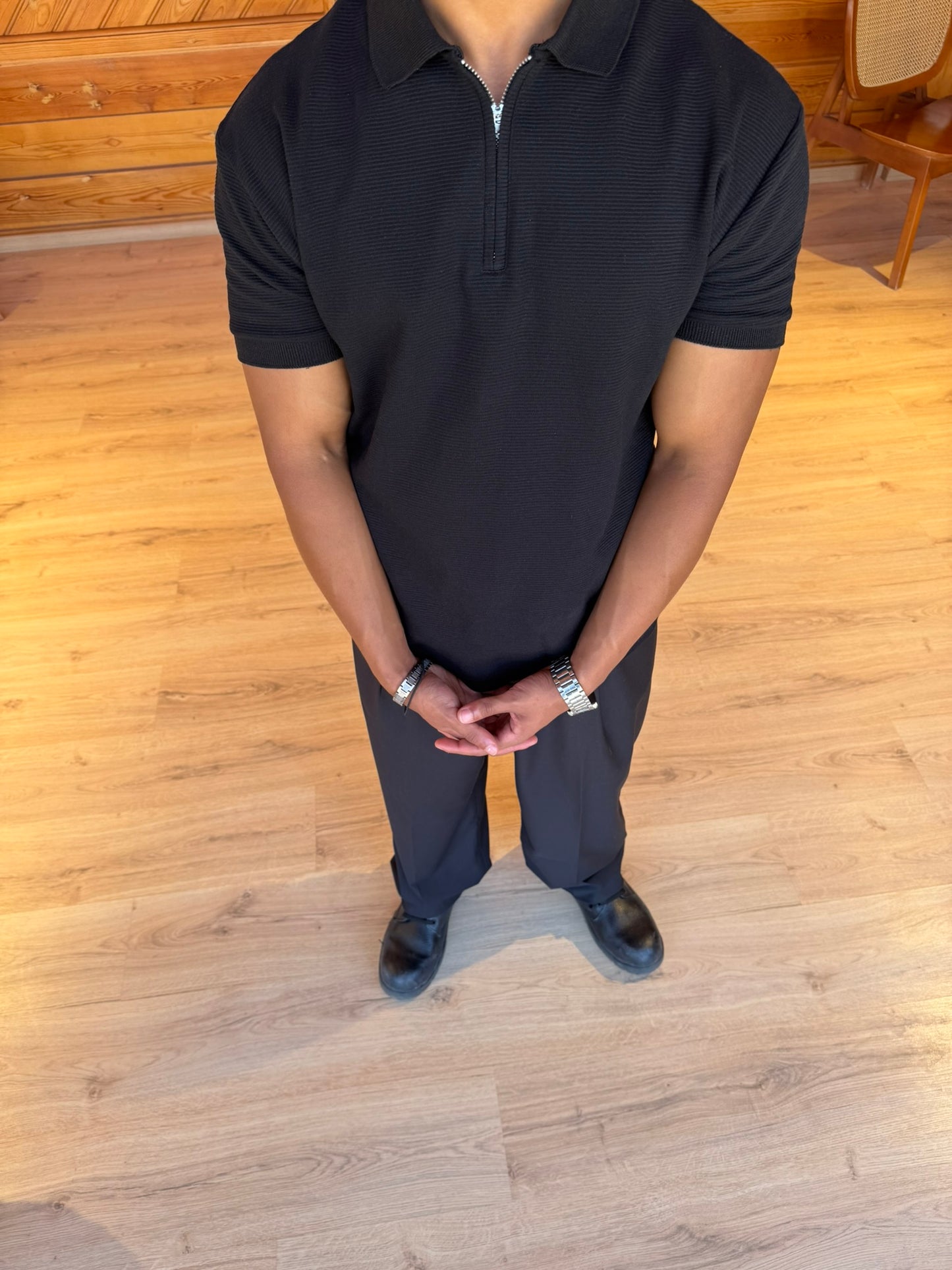 Black Quarter Zip Polo