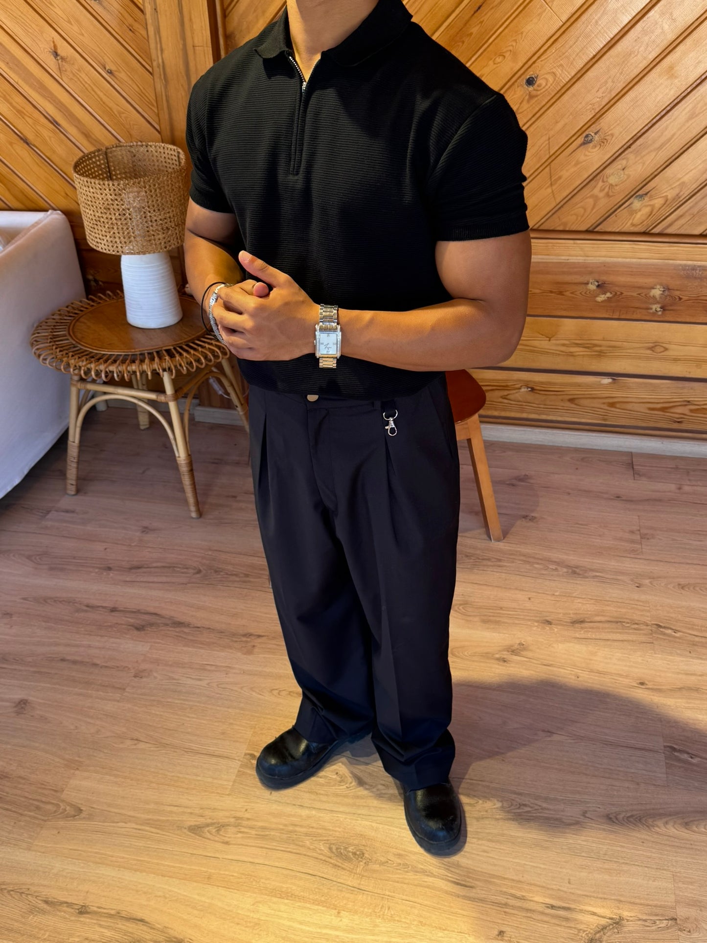 Black Quarter Zip Polo