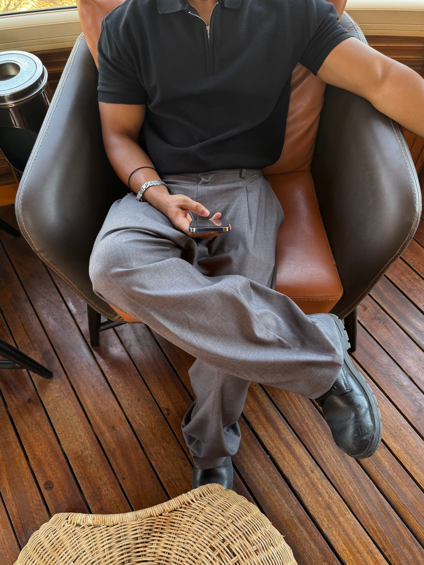Grey pleated pants