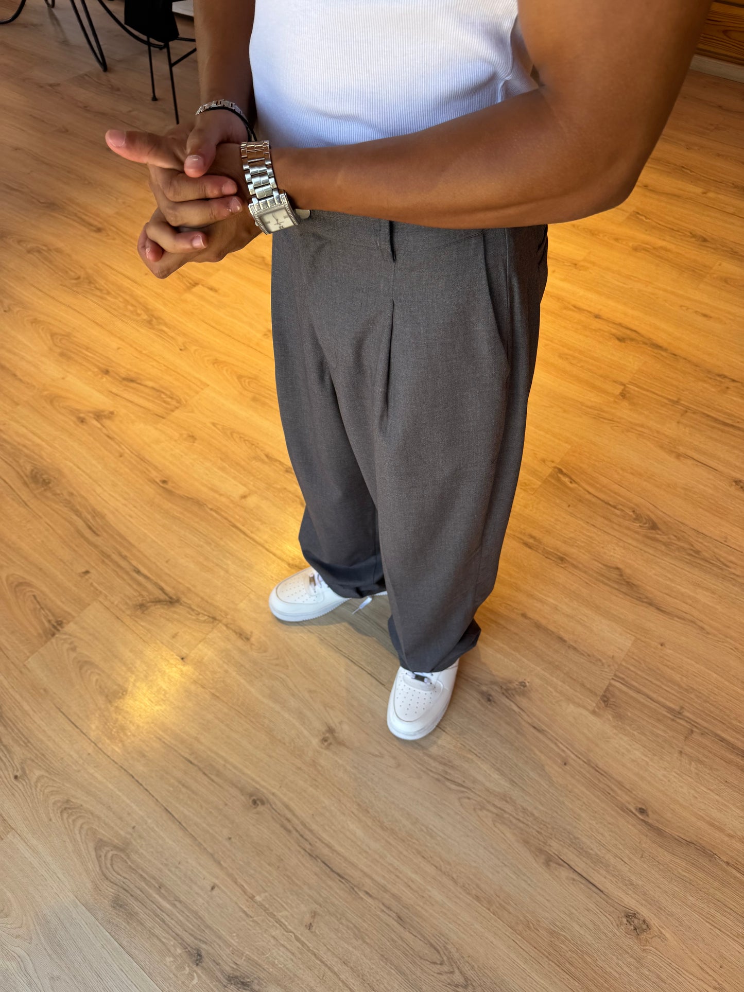 Grey pleated pants