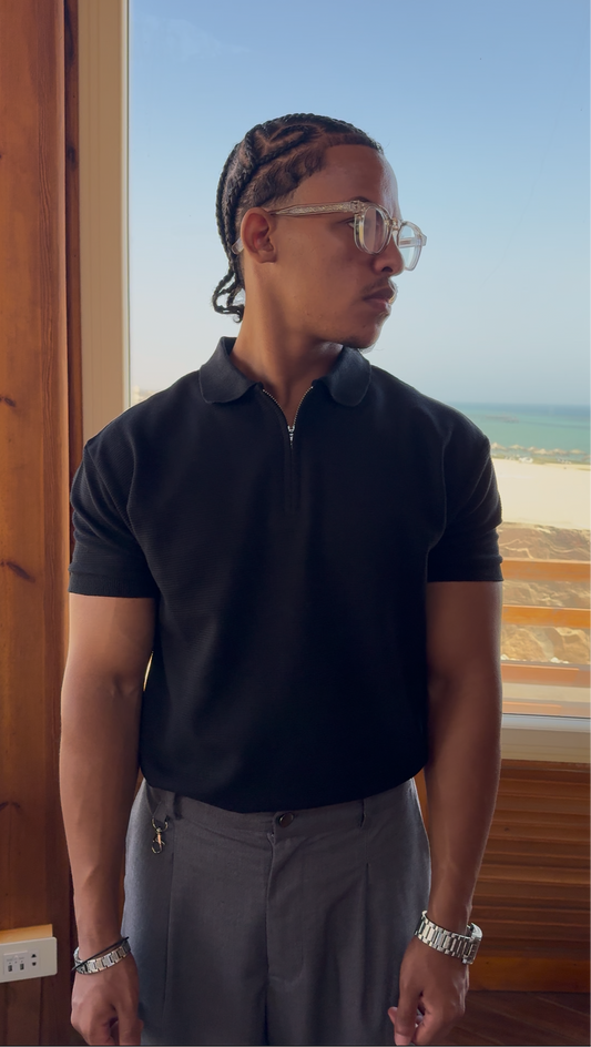 Black Quarter Zip Polo
