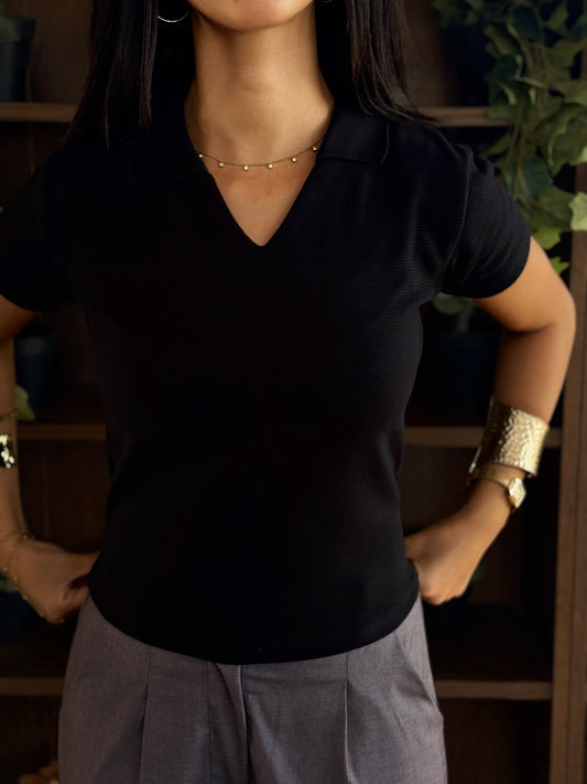 Black women's polo shirt
