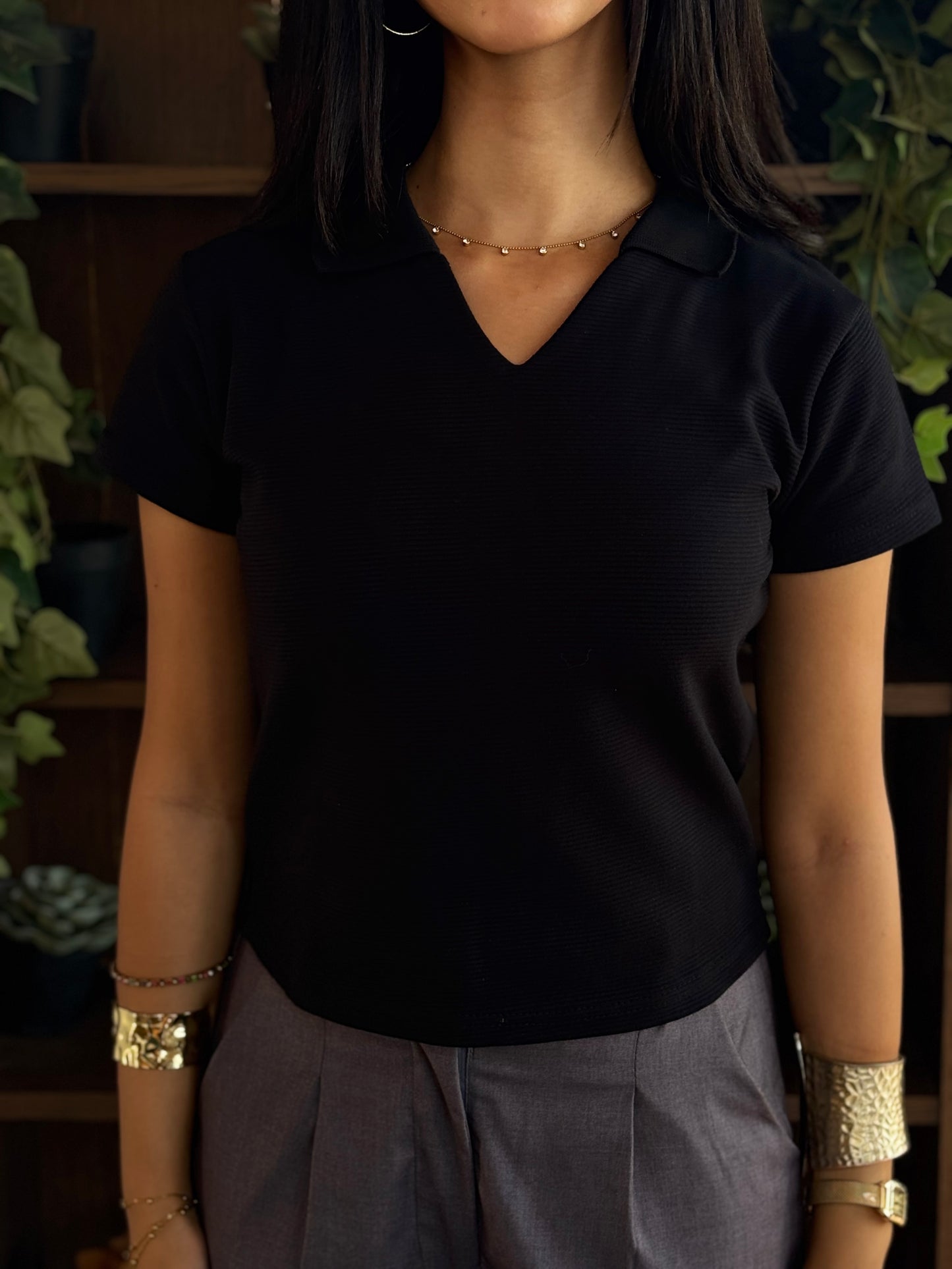 Black women's polo shirt